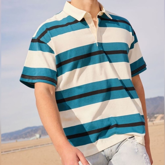 Forever 21 Men's Striped Polo Shirt New Size Large - Picture 1 of 2
